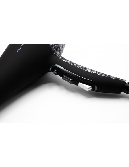 Corioliss Flow Black Paisley Silver Soft Touch Hair Dryer