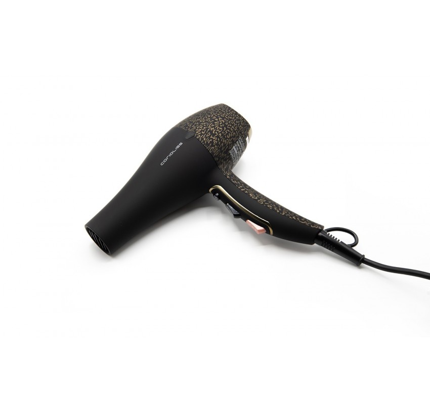 Corioliss Flow Black Gold Leopard Soft Touch Hair Dryer